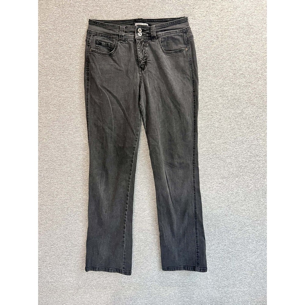 Nine West Jeans Women 10 (29x31 Actual) Straight Leg Mid Rise Dark Gray